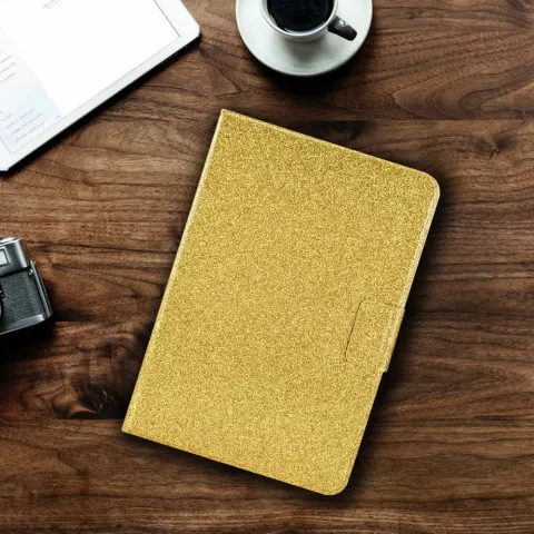 Couverture en cuir artificiel Glitter Bookcase compatible avec iPad 10e g&eacute;n&eacute;ration 10,9 pouces 2022 - or