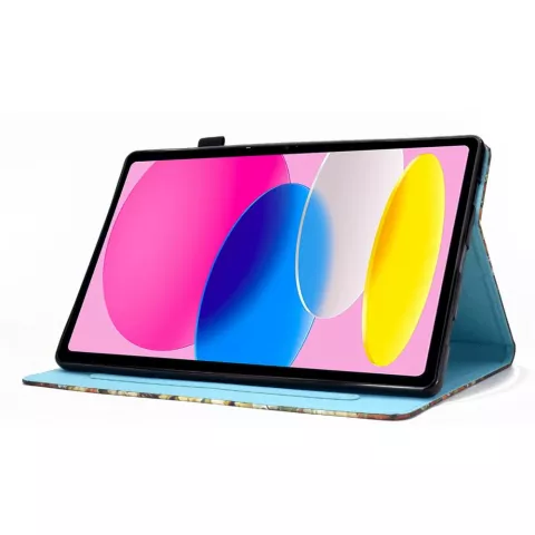 Housse en cuir artificiel Tropical Bookcase compatible avec iPad 10e g&eacute;n&eacute;ration 10,9 pouces 2022 - bleu