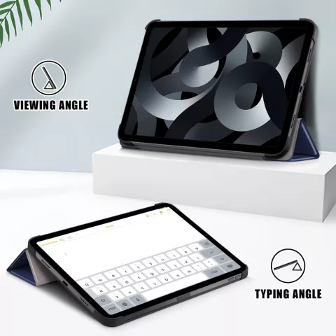 Housse en cuir artificiel &agrave; trois volets compatible avec iPad 10e g&eacute;n&eacute;ration 10,9 pouces 2022 - bleu