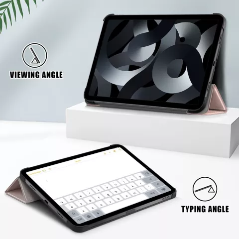 Housse en cuir artificiel &agrave; trois volets compatible avec iPad 10e g&eacute;n&eacute;ration 10,9 pouces 2022 - or rose