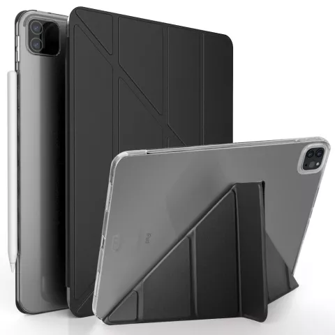 Housse en cuir artificiel &agrave; trois volets en Y compatible avec iPad Pro 12,9 pouces (2018 2020 2021 2022) - noir