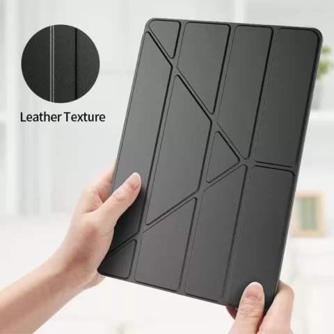 Housse en cuir artificiel &agrave; trois volets en Y compatible avec iPad Pro 12,9 pouces (2018 2020 2021 2022) - noir