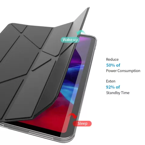 Housse en cuir artificiel &agrave; trois volets en Y compatible avec iPad Pro 12,9 pouces (2018 2020 2021 2022) - noir