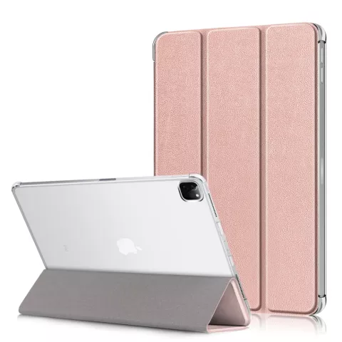 Housse en cuir artificiel &agrave; trois volets compatible avec iPad Pro 12,9 pouces (2018 2020 2021 2022) - or rose
