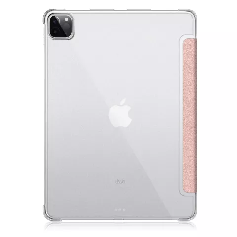 Housse en cuir artificiel &agrave; trois volets compatible avec iPad Pro 12,9 pouces (2018 2020 2021 2022) - or rose