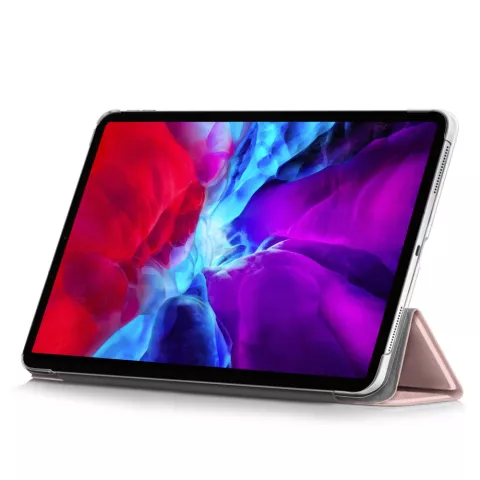 Housse en cuir artificiel &agrave; trois volets compatible avec iPad Pro 12,9 pouces (2018 2020 2021 2022) - or rose