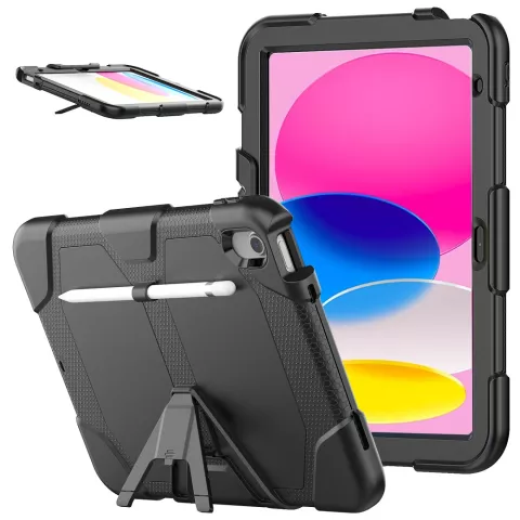&Eacute;tui robuste en plastique et silicone Survivor Kickstand compatible avec iPad 10e g&eacute;n&eacute;ration 10,9 pouces 2022 - noir