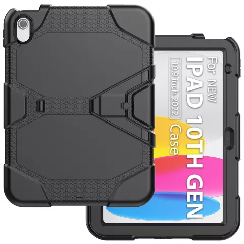 &Eacute;tui robuste en plastique et silicone Survivor Kickstand compatible avec iPad 10e g&eacute;n&eacute;ration 10,9 pouces 2022 - noir