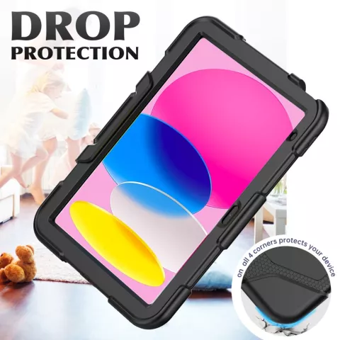&Eacute;tui robuste en plastique et silicone Survivor Kickstand compatible avec iPad 10e g&eacute;n&eacute;ration 10,9 pouces 2022 - noir