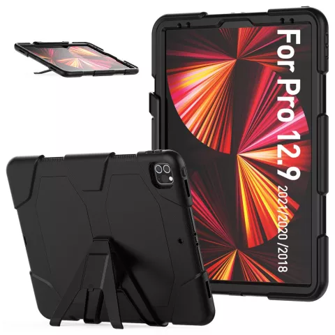 Housse de b&eacute;quille Survivor compatible avec iPad Pro 12,9 pouces (2018 2020 2021 2022) - noir