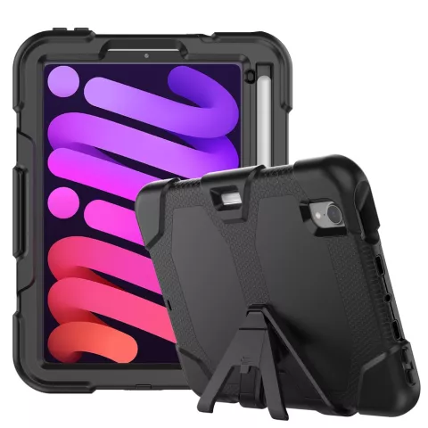 &Eacute;tui robuste en plastique et silicone Survivor Kickstand compatible avec iPad mini 6 (2021) et &agrave; l&#039;iPad mini 7 (2024) - noir
