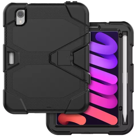 &Eacute;tui robuste en plastique et silicone Survivor Kickstand compatible avec iPad mini 6 (2021) et &agrave; l&#039;iPad mini 7 (2024) - noir