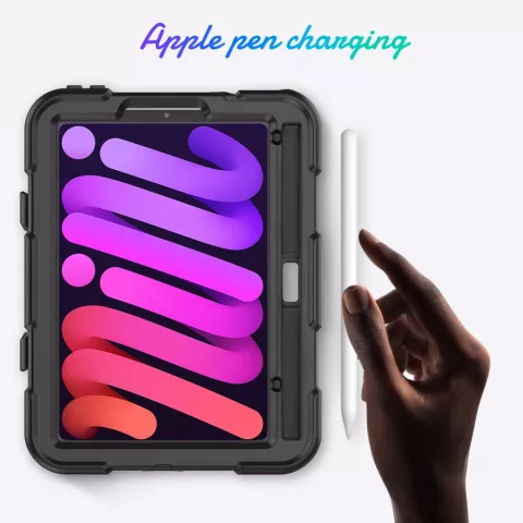 &Eacute;tui robuste en plastique et silicone Survivor Kickstand compatible avec iPad mini 6 (2021) et &agrave; l&#039;iPad mini 7 (2024) - noir