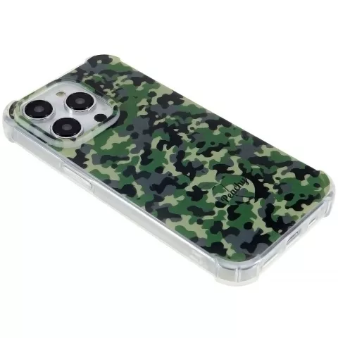 Coque TPU Army Camouflage Survivor compatible avec iPhone 14 Pro Max - Vert Arm&eacute;e
