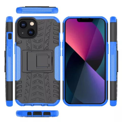 B&eacute;quille Antichoc En Plastique Antid&eacute;rapant Et &Eacute;tui TPU compatible avec iPhone 14 Plus - Bleu