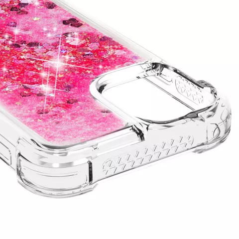 Coque TPU Glitter coins renforc&eacute;s pour iPhone 12 et 12 Pro - rose transparent