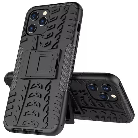 B&eacute;quille Antichoc Antid&eacute;rapante En Plastique Et &Eacute;tui TPU compatible avec iPhone 12 Pro Max - Noir