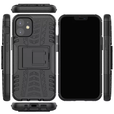 B&eacute;quille Antichoc En Plastique Antid&eacute;rapant Et &Eacute;tui TPU compatible avec iPhone 12 Mini - Noir