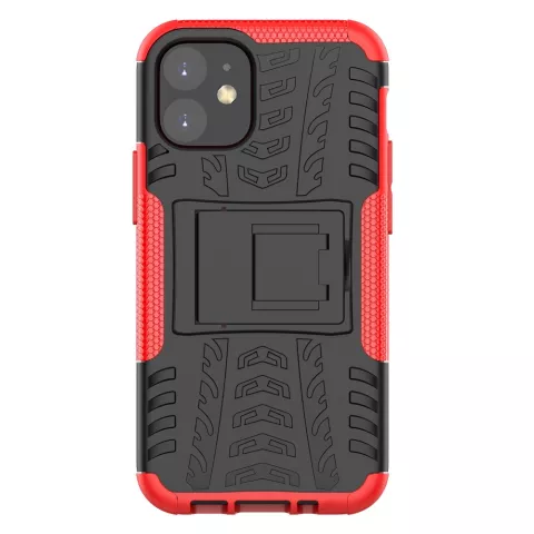 B&eacute;quille Antichoc En Plastique Antid&eacute;rapant Et &Eacute;tui TPU Pour IPhone 12 Mini - Rouge