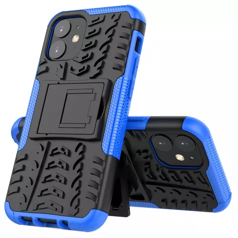 B&eacute;quille Antichoc En Plastique Antid&eacute;rapant Et &Eacute;tui TPU compatible avec iPhone 12 Mini - Bleu