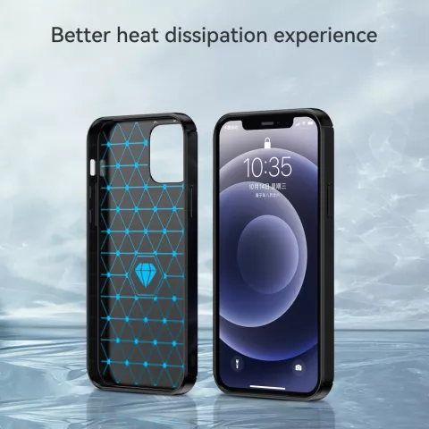 Coque Carbon Armor TPU avec finition bross&eacute;e compatible avec iPhone 12 et 12 Pro - noir