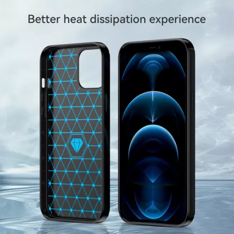 Coque Carbon Armor TPU avec finition bross&eacute;e compatible avec iPhone 12 Pro Max - noir