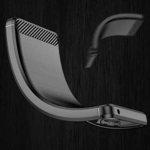 Coque Carbon Armor TPU avec finition bross&eacute;e compatible avec iPhone 13 mini - noir