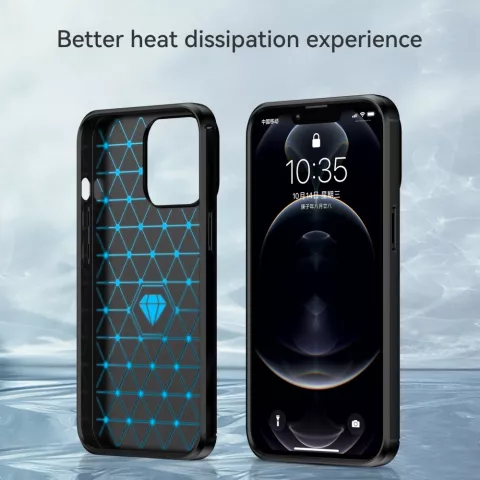 Coque Carbon Armor TPU avec finition bross&eacute;e compatible avec iPhone 13 Pro Max - noir