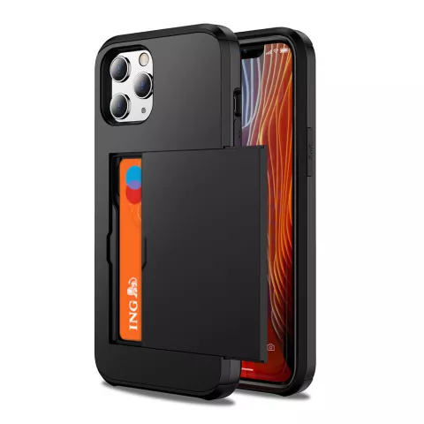 Porte-cartes Secret en plastique antid&eacute;rapant et &eacute;tui en TPU compatible avec iPhone 15 Pro - noir