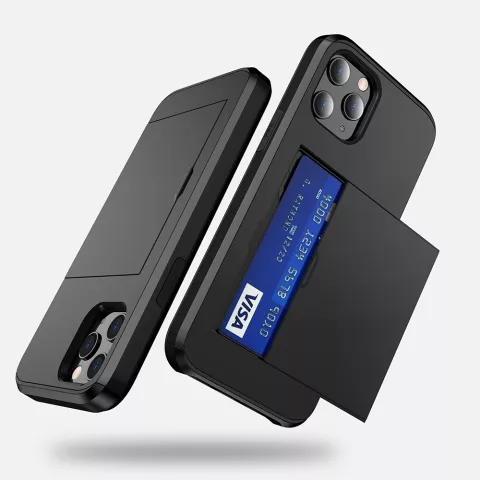 Porte-cartes Secret en plastique antid&eacute;rapant et &eacute;tui en TPU compatible avec iPhone 15 Pro - noir