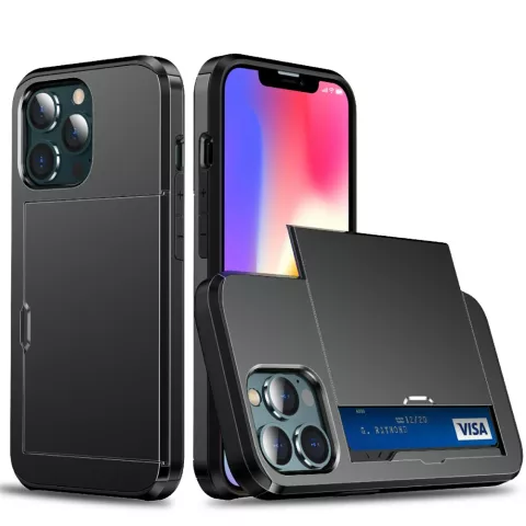 Secret Porte-cartes en plastique antid&eacute;rapant et &eacute;tui en TPU compatible avec iPhone 15 - noir