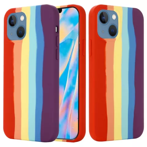 Coque en silicone Rainbow Pride pour iPhone 15 - pastel