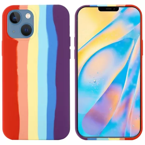 Coque en silicone Rainbow Pride compatible avec iPhone 15 Plus - pastel