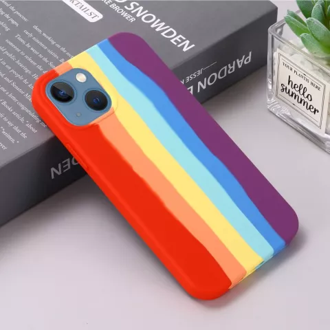 Coque en silicone Rainbow Pride compatible avec iPhone 15 Plus - pastel
