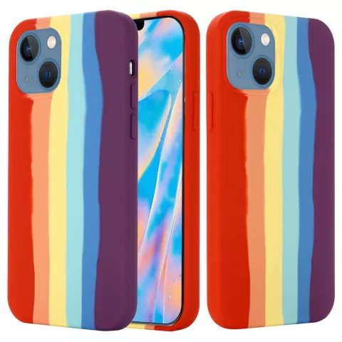 Coque en silicone Rainbow Pride compatible avec iPhone 15 Plus - pastel
