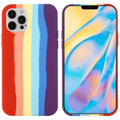 Coque en silicone Rainbow Pride compatible avec iPhone 15 Pro Max - pastel