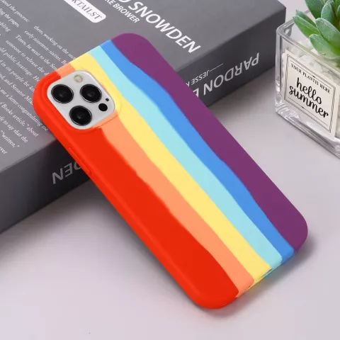 Coque en silicone Rainbow Pride compatible avec iPhone 15 Pro Max - pastel