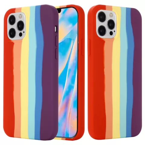 Coque en silicone Rainbow Pride compatible avec iPhone 15 Pro Max - pastel