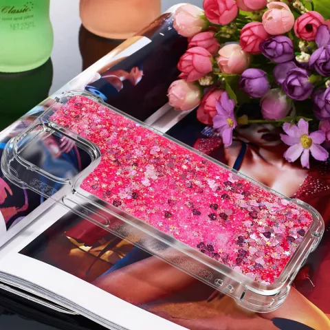 Coque TPU Glitter avec coins renforc&eacute;s pour iPhone 12 mini - rose transparent