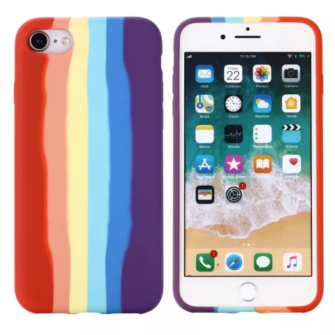 Coque en silicone Rainbow Pride pour iPhone 7, 8, SE 2020 et SE 2022 - pastel