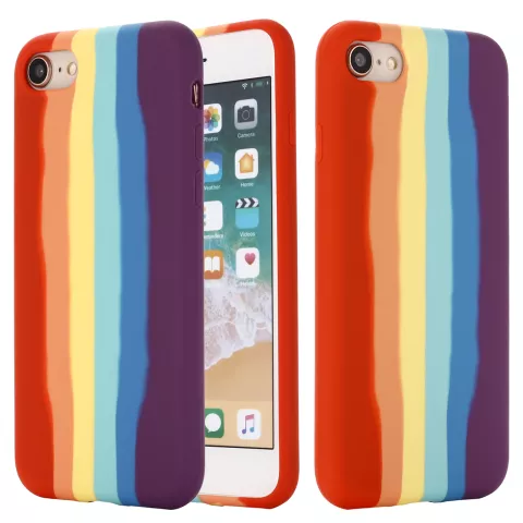 Coque en silicone Rainbow Pride compatible avec iPhone 7, 8, SE 2020 et SE 2022 - pastel