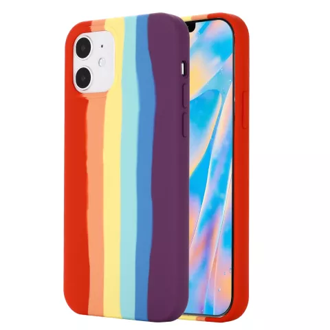 Coque en silicone Rainbow Pride compatible avec iPhone 12 et 12 Pro - pastel