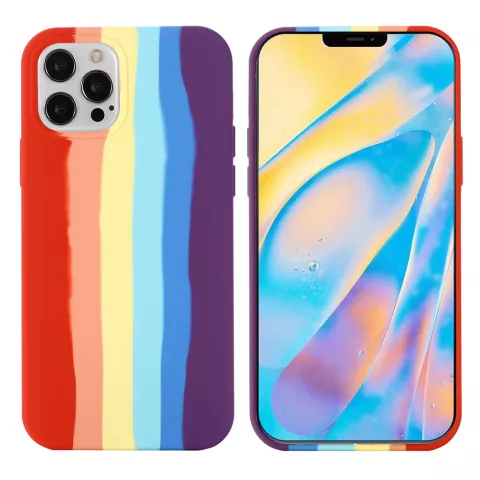 Coque en silicone Rainbow Pride compatible avec iPhone 12 Pro Max - pastel
