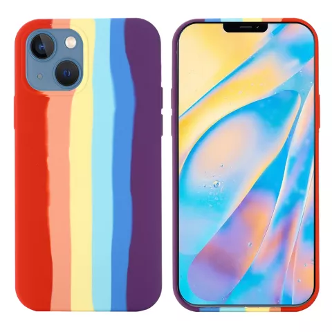 Coque en silicone Rainbow Pride compatible avec iPhone 13 mini - pastel