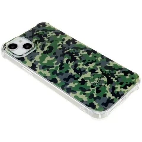 Coque Camo Survivor TPU avec coins renforc&eacute;s pour iPhone 15 - Vert Arm&eacute;e