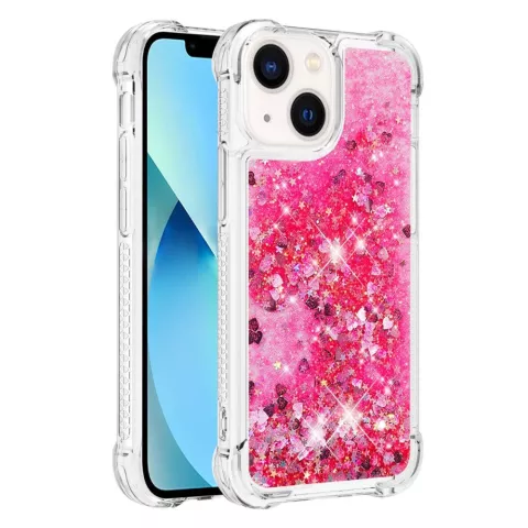 Coque en TPU paillet&eacute; avec coins renforc&eacute;s compatible avec iPhone 15 - rose transparent