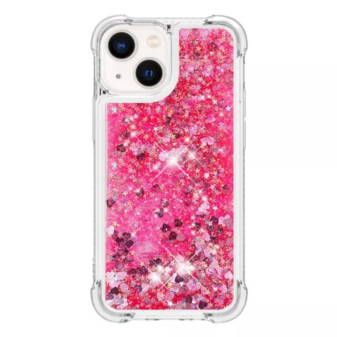 Coque en TPU paillet&eacute; avec coins renforc&eacute;s compatible avec iPhone 15 - rose transparent