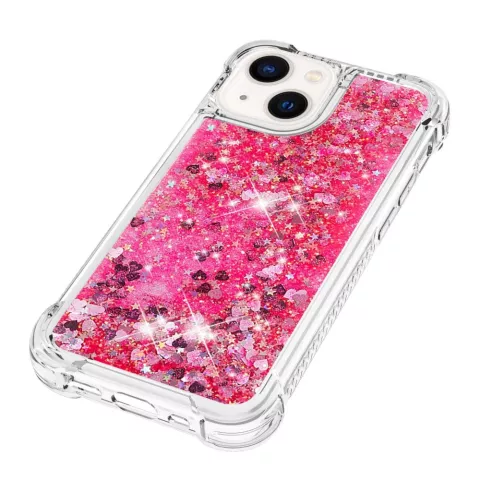 Coque en TPU paillet&eacute; avec coins renforc&eacute;s compatible avec iPhone 15 - rose transparent