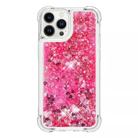 Coque TPU paillet&eacute;e coins renforc&eacute;s pour iPhone 15 Pro - rose transparente