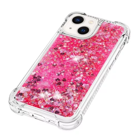 Coque TPU Glitter avec coins renforc&eacute;s pour iPhone 15 Plus - rose transparent